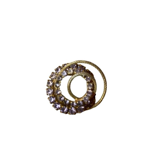 Pink Rhinestone Goldtone Vintage Brooch Pin Circles 1.4" Diameter - Picture 14 of 14